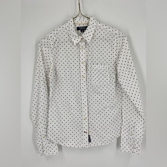 Who. A. U. Women’s Polka Dot Button Front Shirt size S - Picture 1 of 3